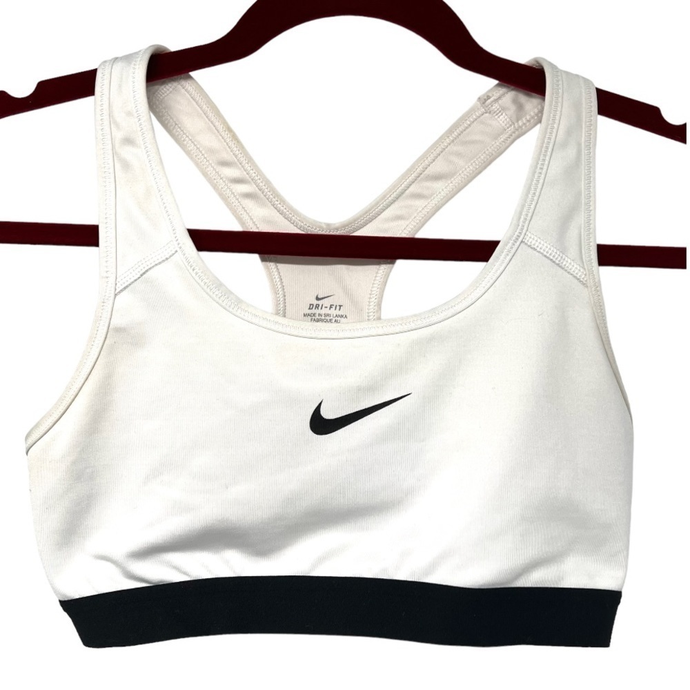 Nike Dri Fit White Racerback Athletic Sports Bra Women’s Medium - Picture 2 of 5